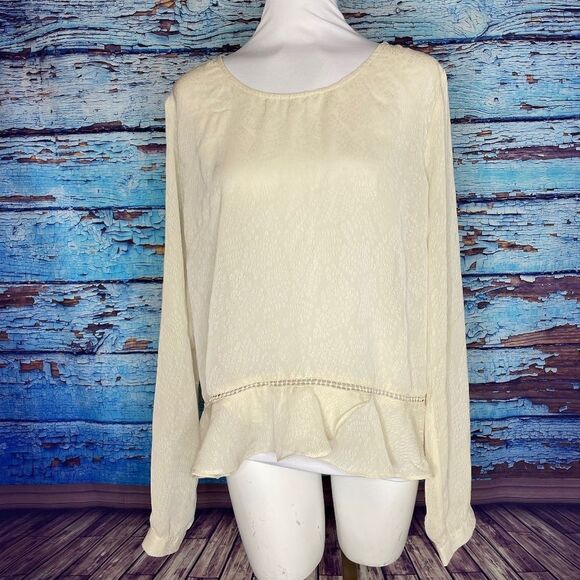 Astr Ivory sheer long sleeve sheer top Large - Picture 1 of 12
